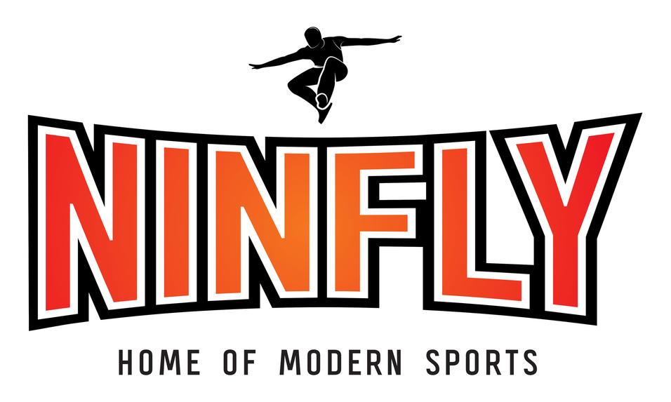 Logo von NinFly mit dem Slogan „Home of Modern Sports“ und einem silhouettehaften Springer über dem Schriftzug.